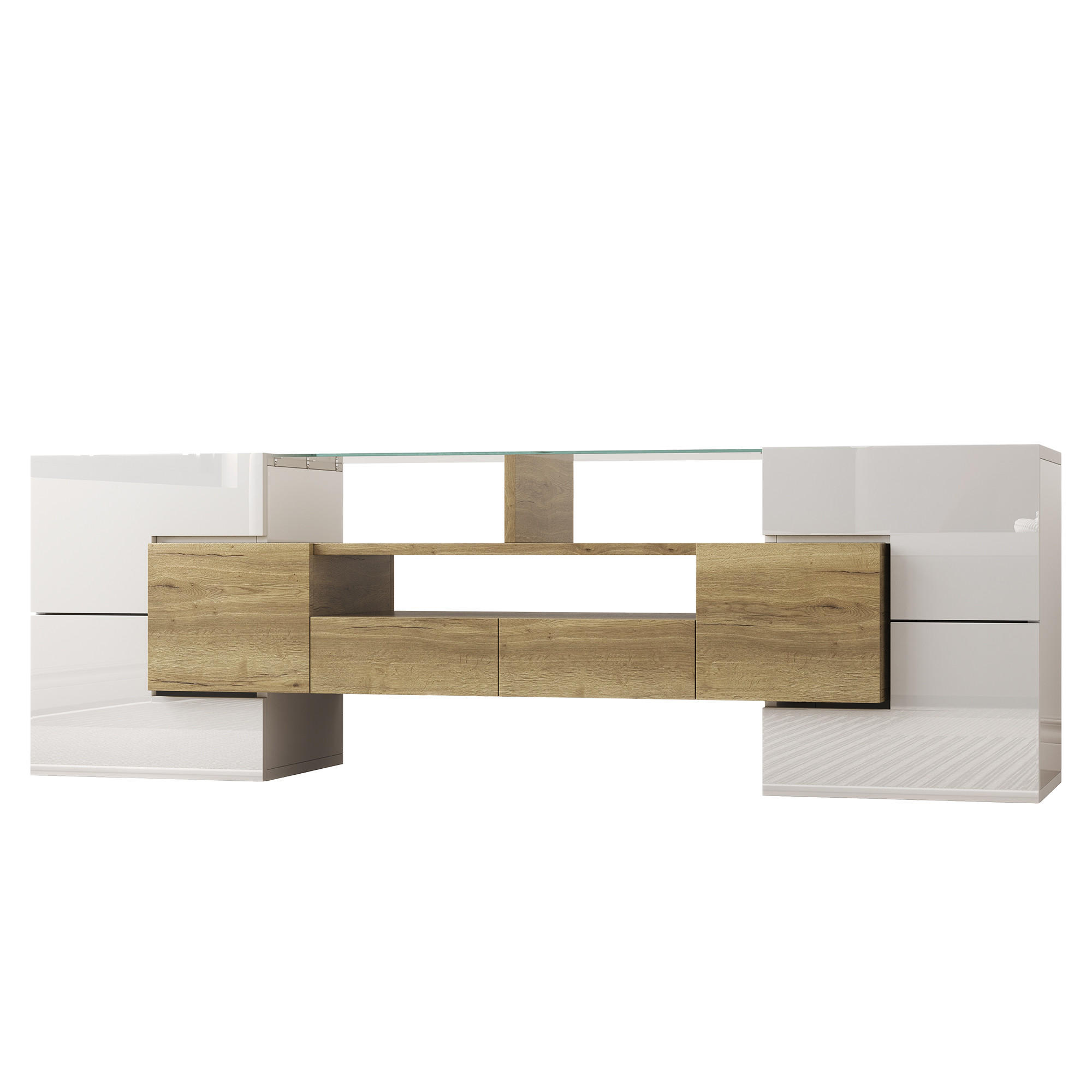 TV-SCHRANK 145 cm Weiß - Goldfarben/Weiß, Holzwerkstoff (30/51/145cm) - Raumix