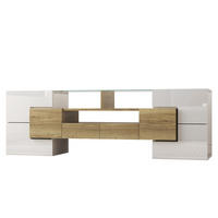 TV-SCHRANK 145 cm Weiß - Goldfarben/Weiß, Holzwerkstoff (30/51/145cm) - Raumix