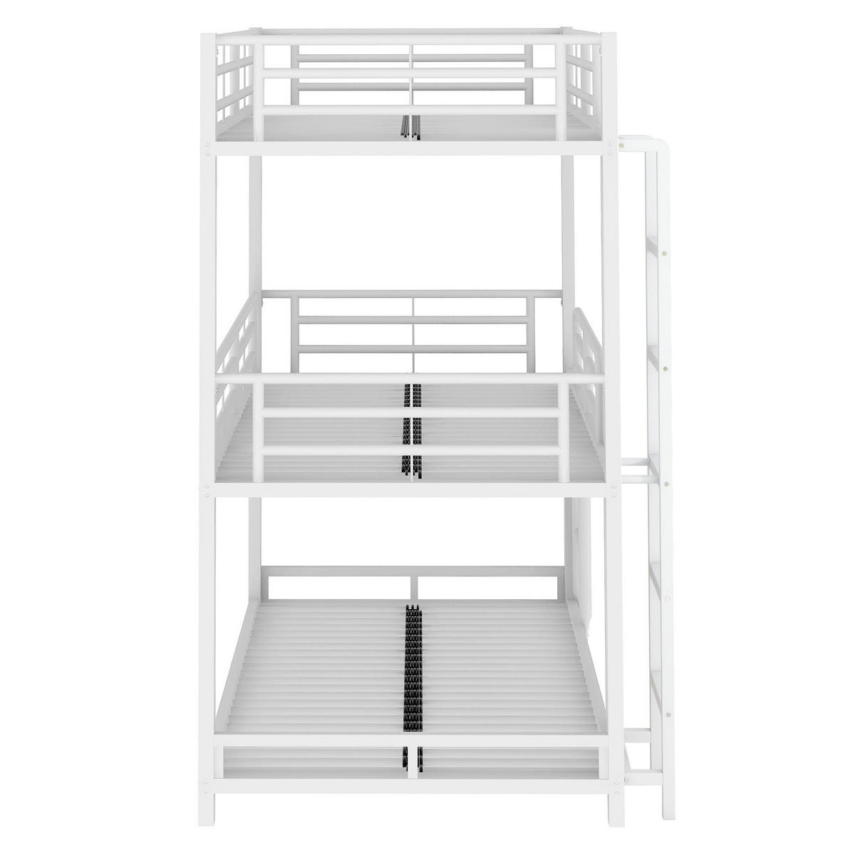 ETAGENBETT 90/200 cm aus Metall in Weiß, Dreifach-Design mit Leiter - Weiß, Metall (90/200cm) - Flora Grace