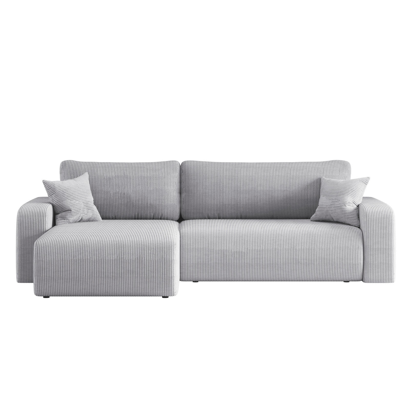 SCHLAFSOFA MILANO XL und bettkasten stoff Poso Dicker Cord Grau Links - Grau, Holz (274/82/145cm) - Kaiser Möbel
