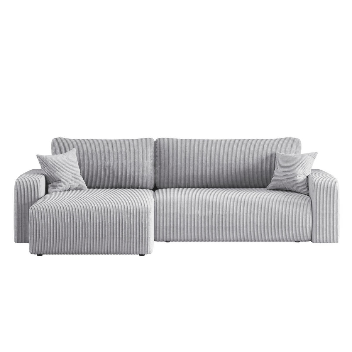SCHLAFSOFA MILANO XL und bettkasten stoff Poso Dicker Cord Grau Links - Grau, Holz (274/82/145cm) - Kaiser Möbel