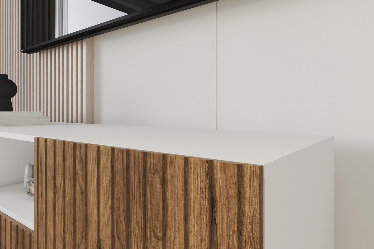 LOWBOARD KITO-W 140x40x41 cm - Weiß / Katania - Eiche Wotan, Holzwerkstoff (140/40/41cm) - ALTDECOR