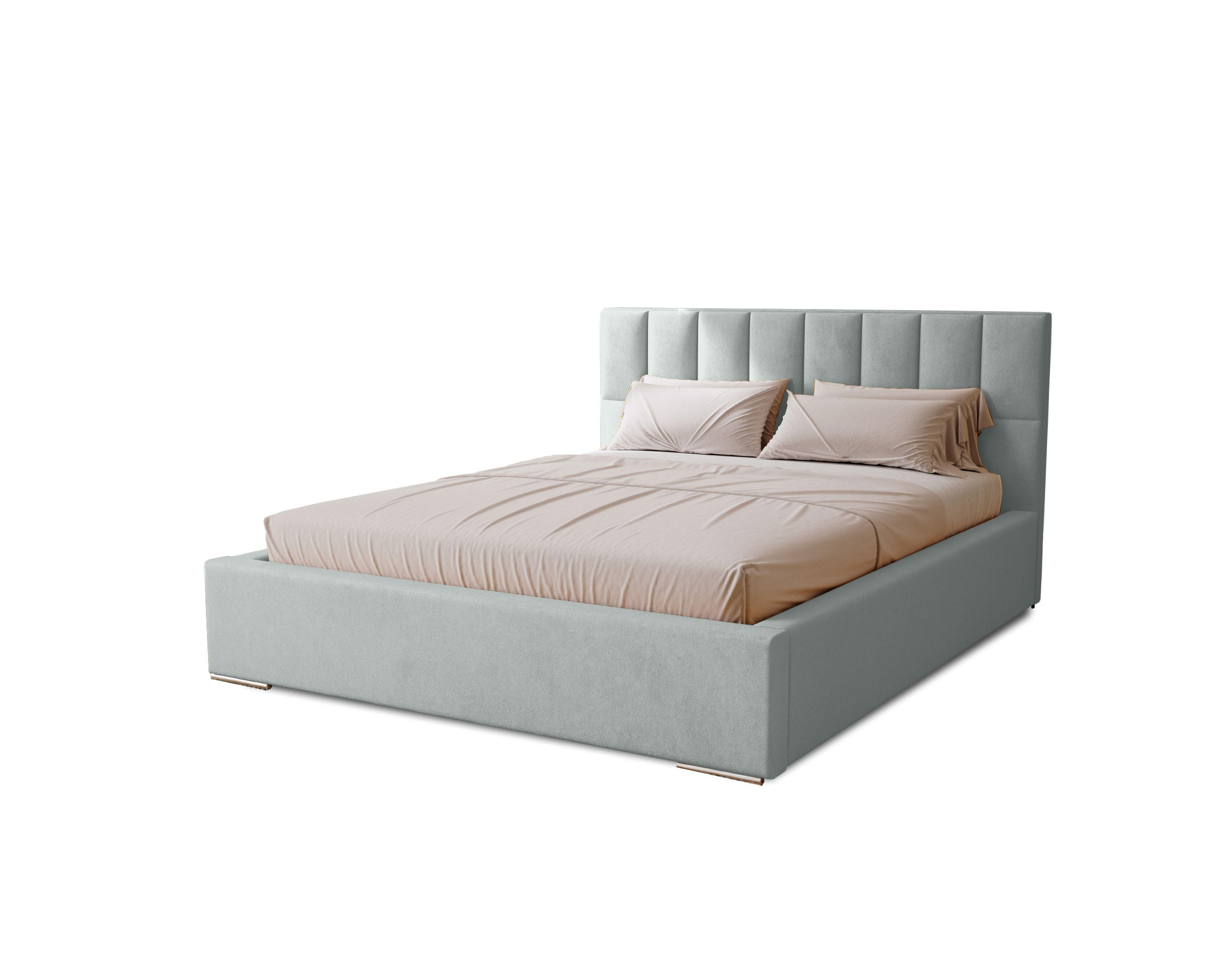 POLSTERBETT Dream 180x200 cm, Doppelbett mit Bettkasten, Lattenrost und Matratze aus Holz, Velourstoff: Silbern - Silberfarben, Holz/Kunststoff (180/200cm) - Marpur