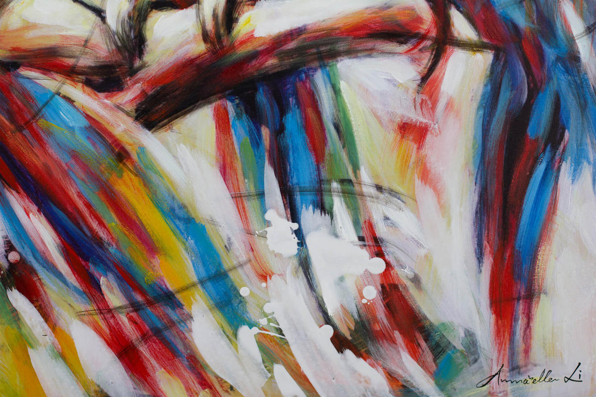 RUČNE MAĽOVANÝ AKRYLOVÝ OBRAZ 100/75 cm, viacfarebný, figurálny motív - viacfarebná, drevo/textil (100/75cm) - KUNSTLOFT