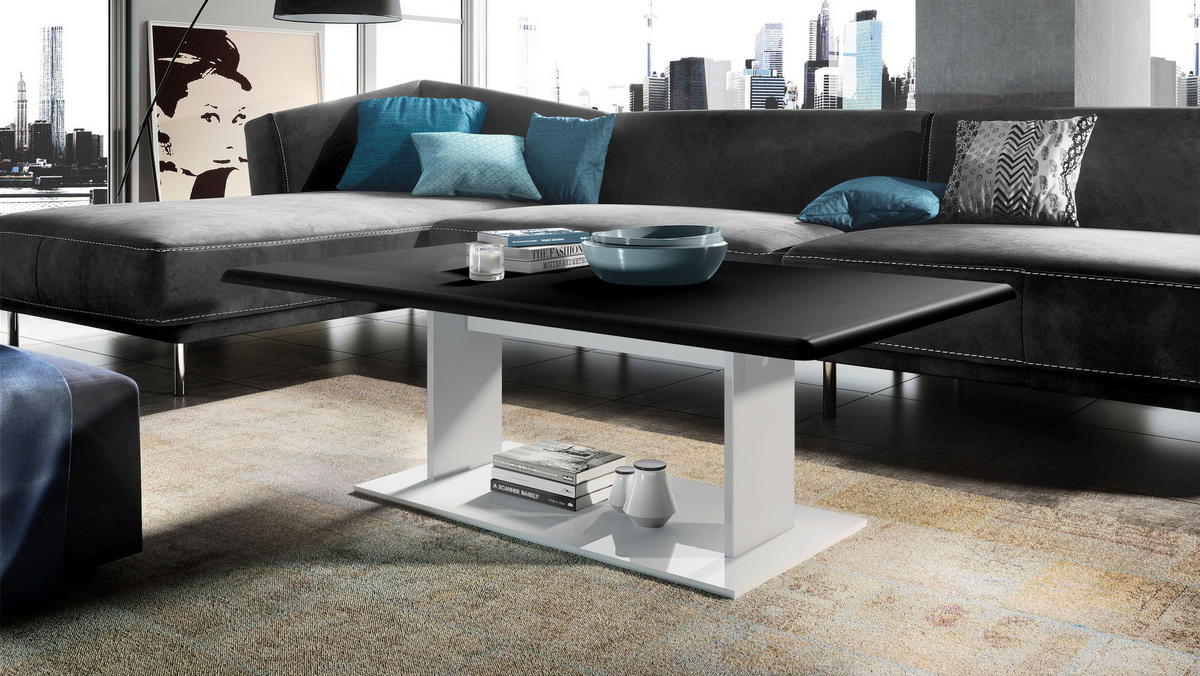 COUCHTISCH Mono Tischplatte in Schwarz matt - Schwarz, Holzwerkstoff (70/120/40cm) - Vladon