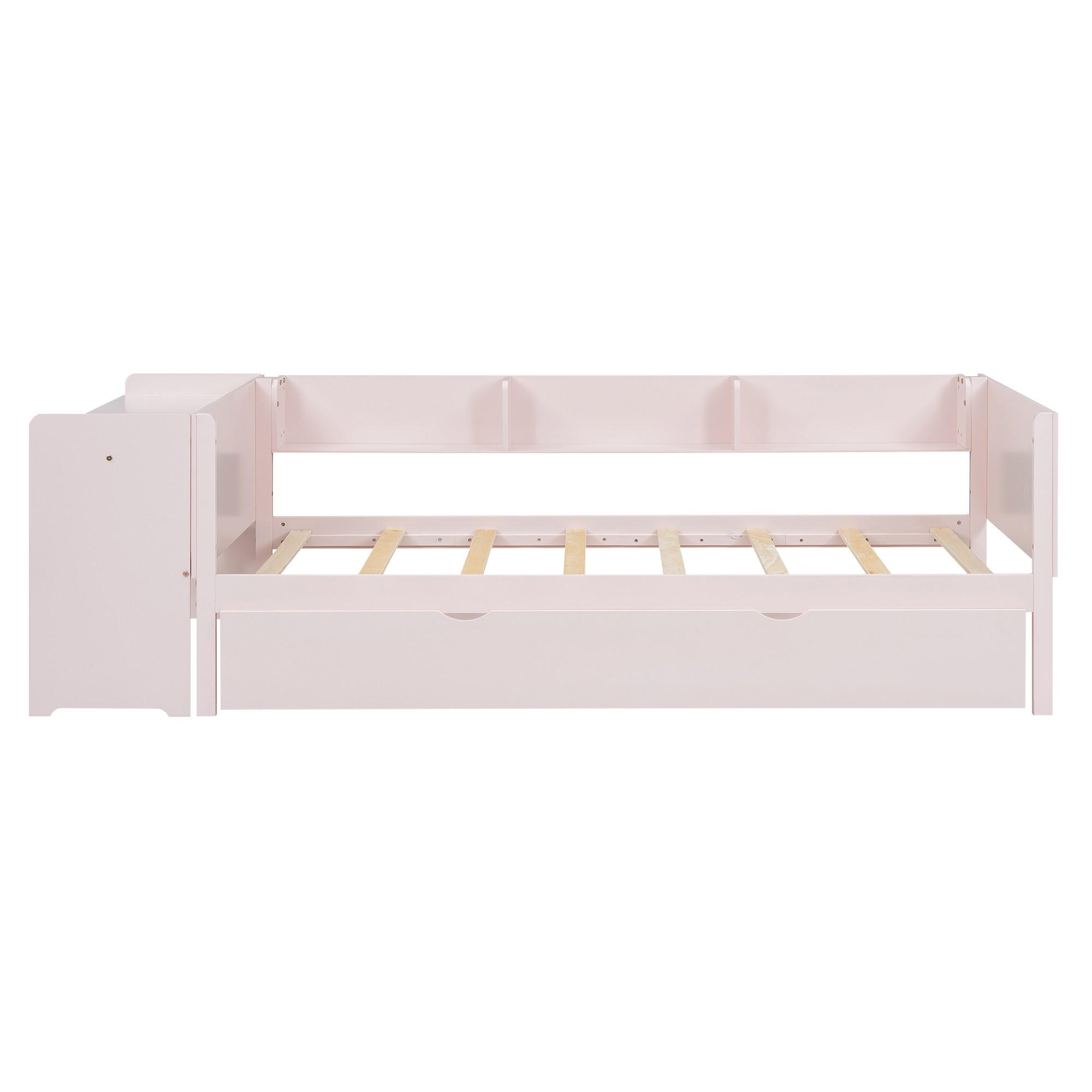FLACHBETT ausziehbar mit Schreibtisch Rosa 90x200 cm Holz - Pink, Holz (90/200cm) - SONNENH