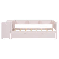 FLACHBETT ausziehbar mit Schreibtisch Rosa 90x200 cm Holz - Pink, Holz (90/200cm) - SONNENH