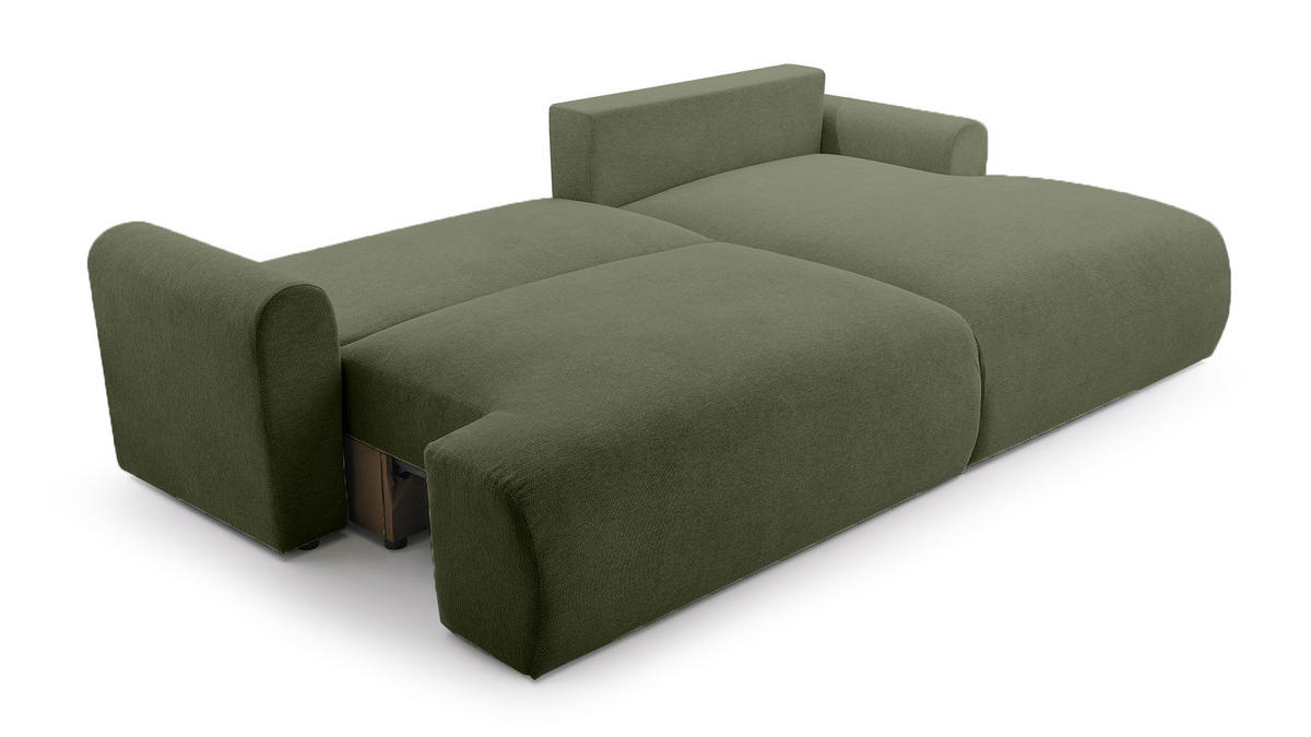 ECKSOFA mit Schlaffunktion Bordon, Dunkelgrün - Dunkelgrün, Textil (150/260cm) - Fedve