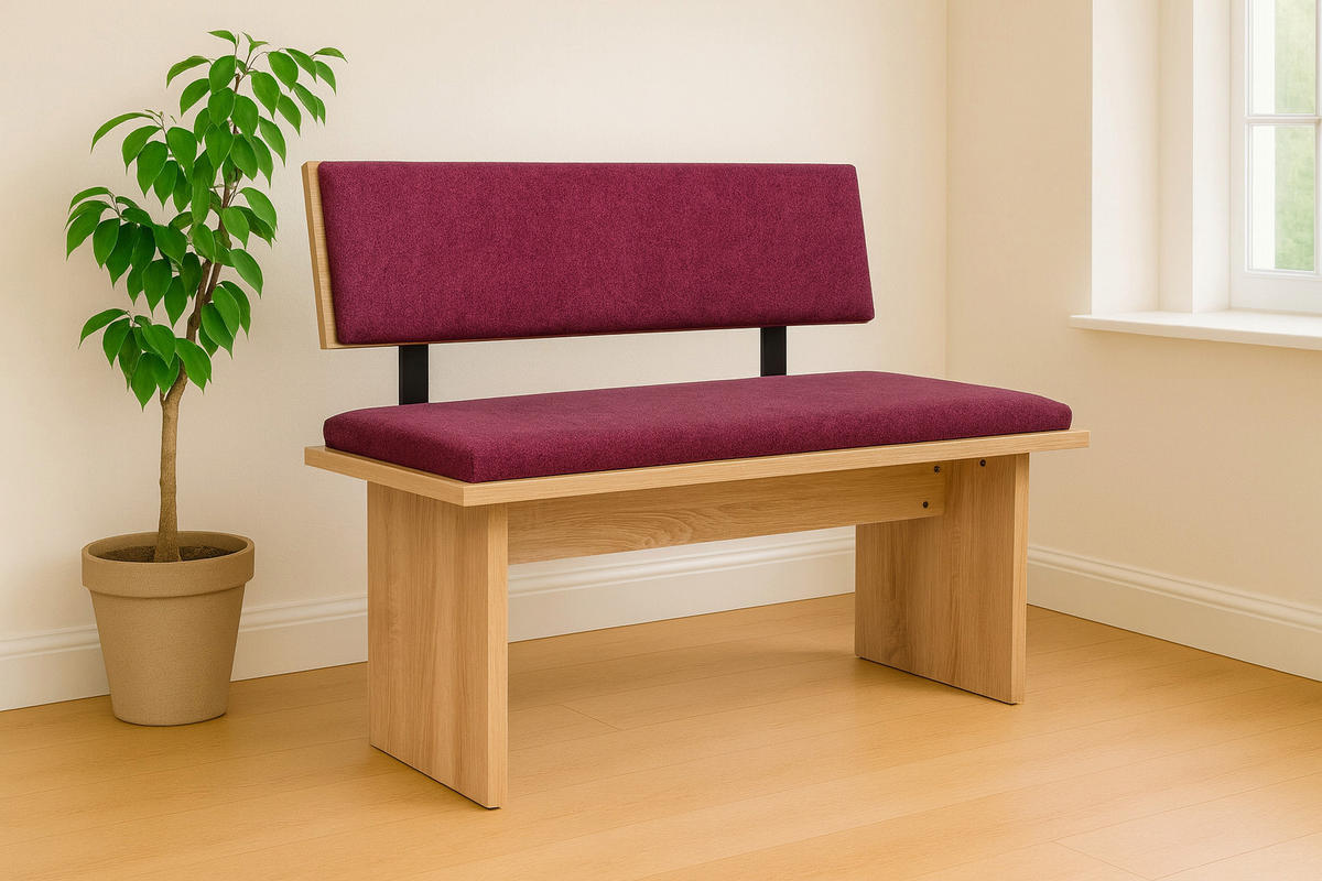 SITZBANK Die Stilvolle - Eichefarben/Violett, Holzwerkstoff/Textil (48/85/125cm) - Kundler Home