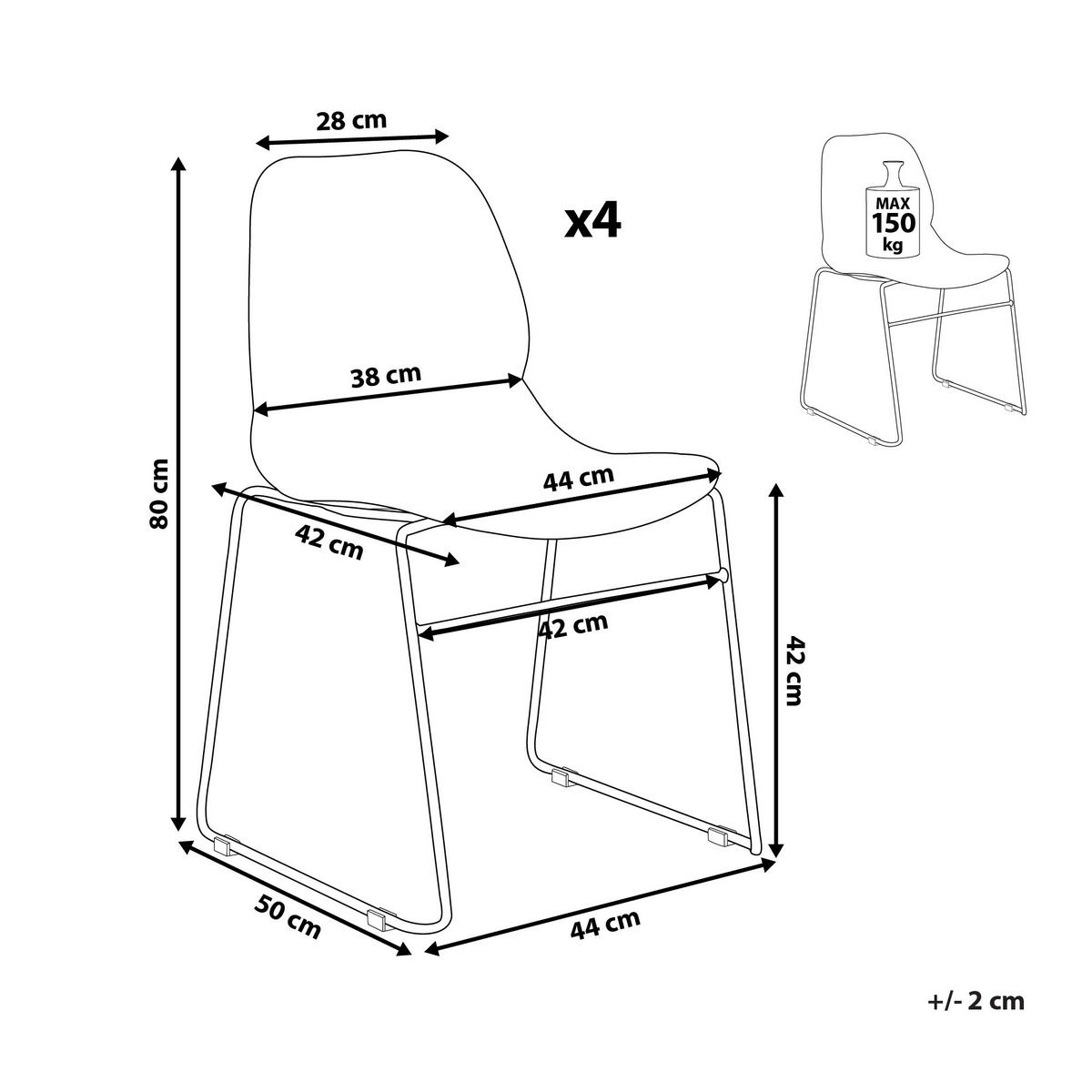ÉTKEZŐSZÉK 4 darabos Szett Műanyag Bézs Panora - bézs, műanyag/fém (44/80/50cm) - Beliani