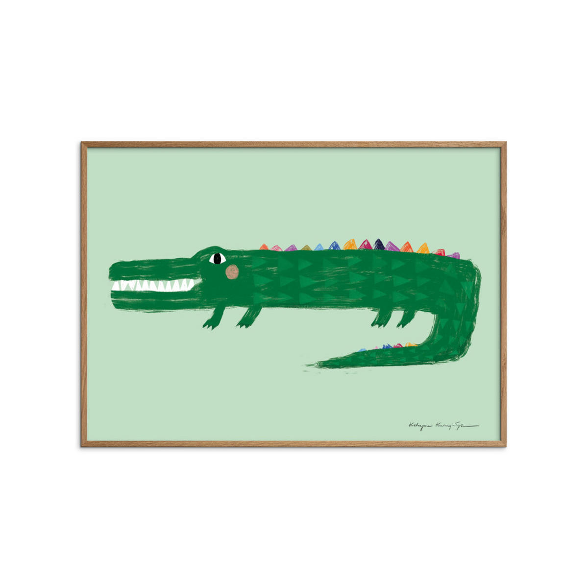 POSTER mit Rahmen Wild Apple - Crocodile - Eichefarben/Grün, Holz/Papier (70/100cm) - Poster&Frame