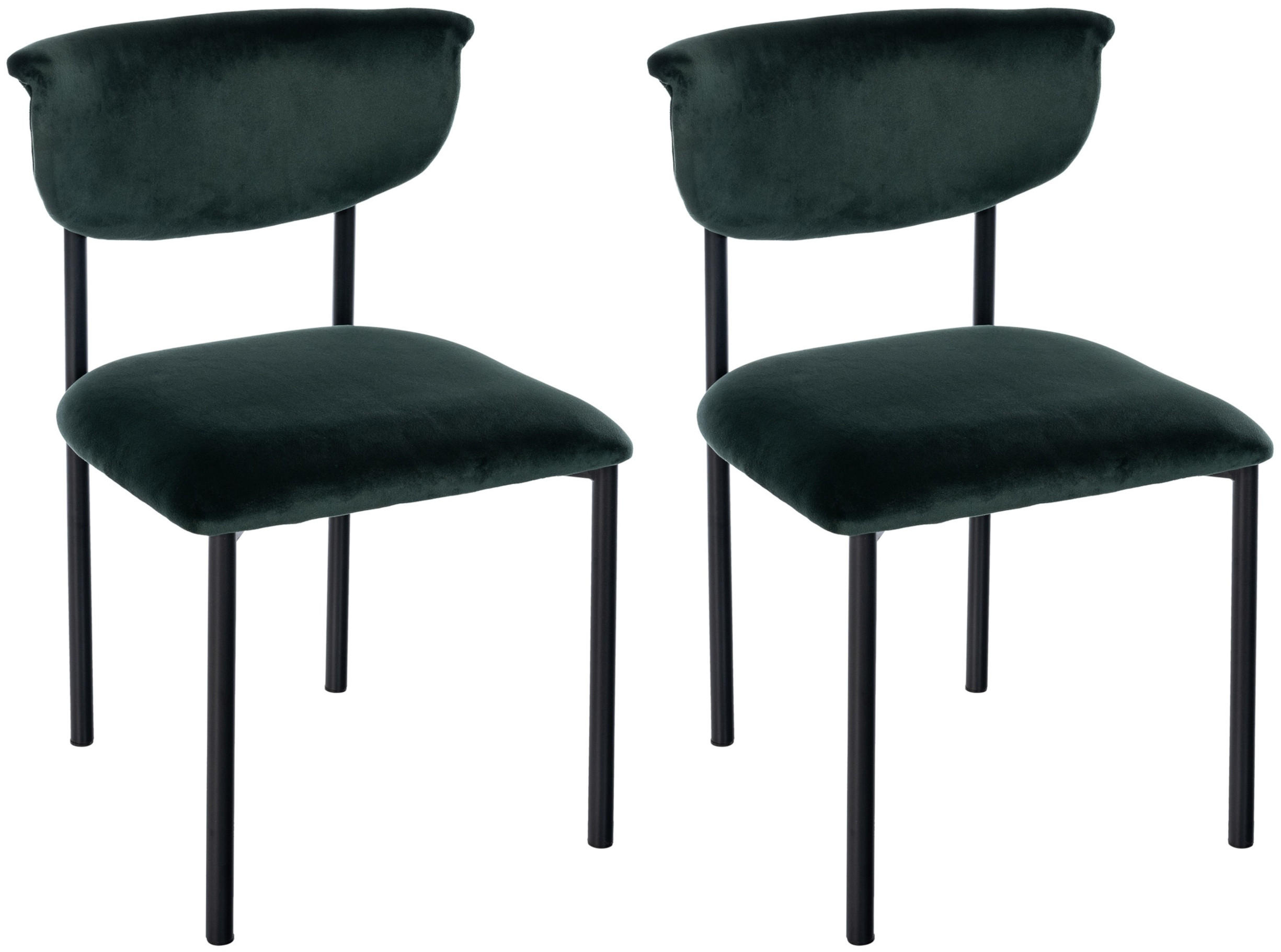 STUHL 2er Set Samt Dunkelgrün - Dunkelgrün, Textil/Metall (52/78/53cm) - CLP