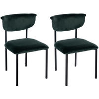 STUHL 2er Set Samt Dunkelgrün - Dunkelgrün, Textil/Metall (52/78/53cm) - CLP