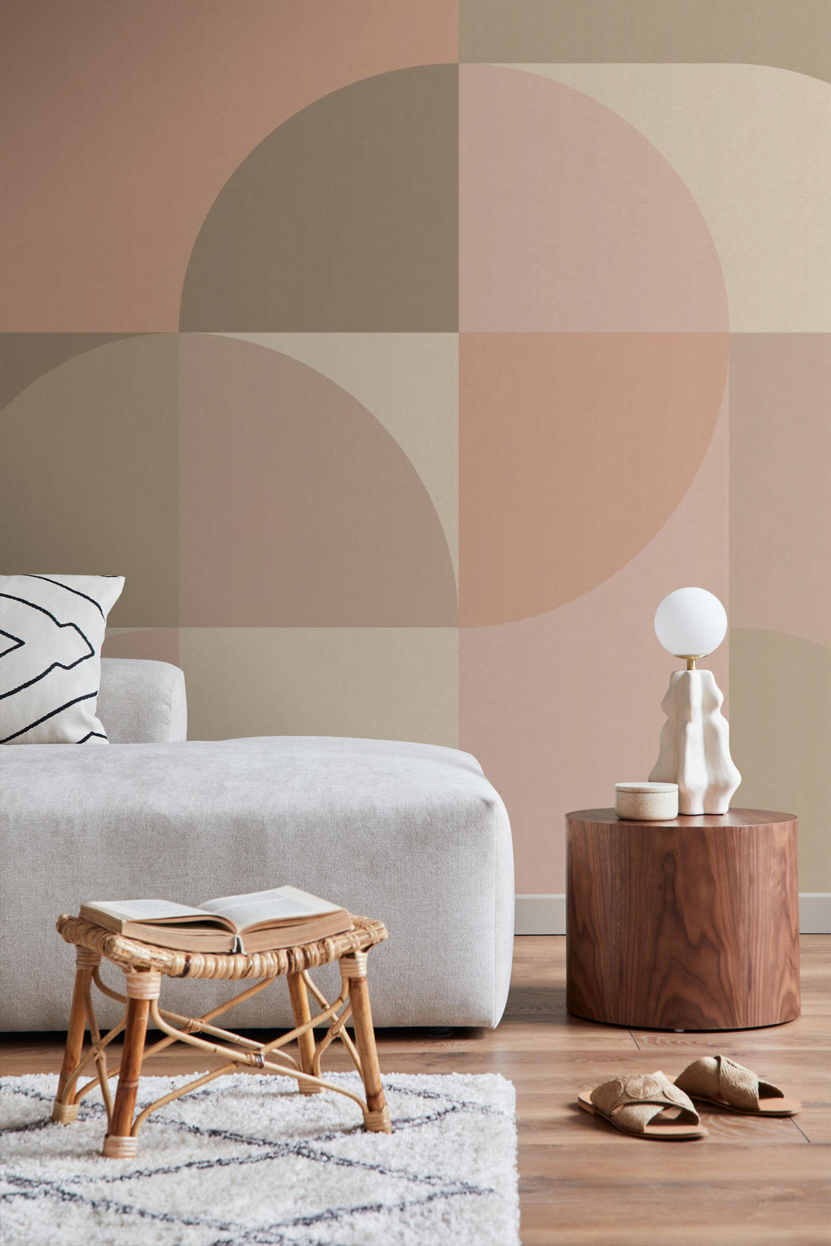 FOTOTAPETE Kreise im Bauhaus-Stil 250 x 279 cm - Pink, Papier (250/279cm) - ESTAhome