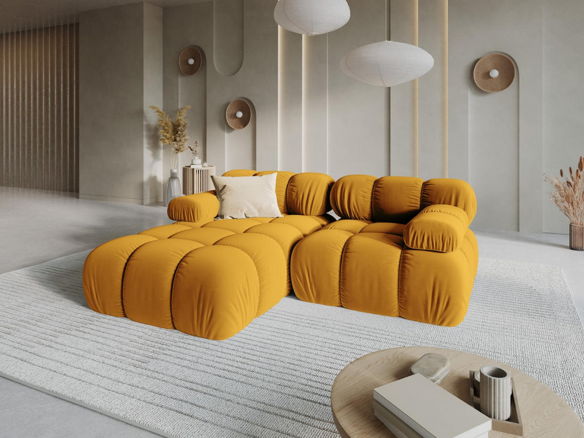 MODULARES-ECKSOFA links Bellis aus Samt gelb 3 Sitzplätze - Gelb, Textil (157/191cm) - Micadoni