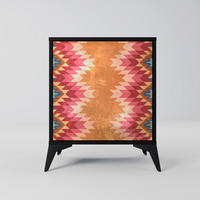 SIDEBOARD INDIAN FOLK, Schwarz, 57,5x42x70,5 cm, Schwarze Metall-Sternfüße - Multicolor/Schwarz, Holzwerkstoff/Metall (57.5/70.5/42cm) - SpaceRebels