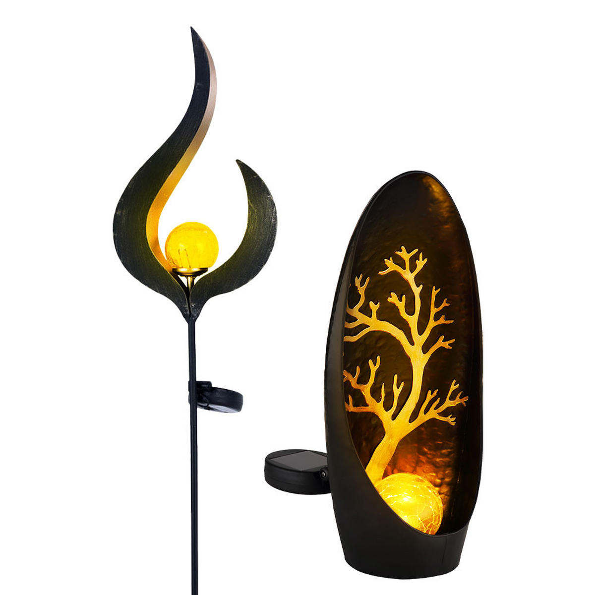 LED AUSSENLEUCHTE Baum Bronze 2er Set - Bronzefarben, Glas (16.7/6/90cm) - Globo Lighting