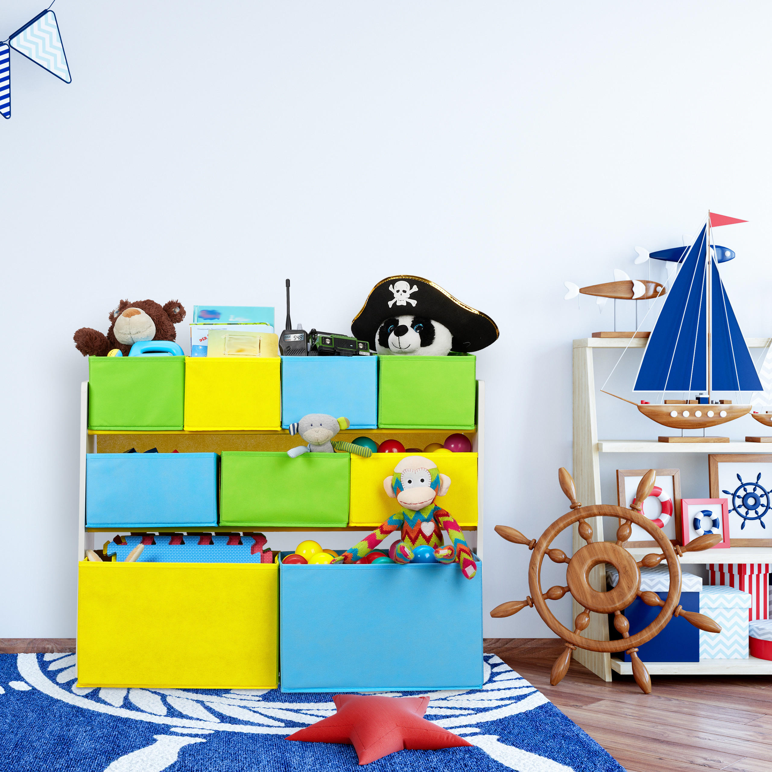 KINDERREGAL - Multicolor, Holzwerkstoff/Kunststoff (82.5/66/29.5cm) - Relaxdays