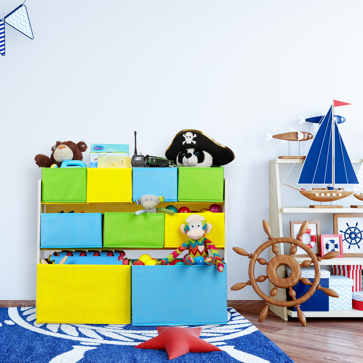 KINDERREGAL - Multicolor, Holzwerkstoff/Kunststoff (82.5/66/29.5cm) - Relaxdays