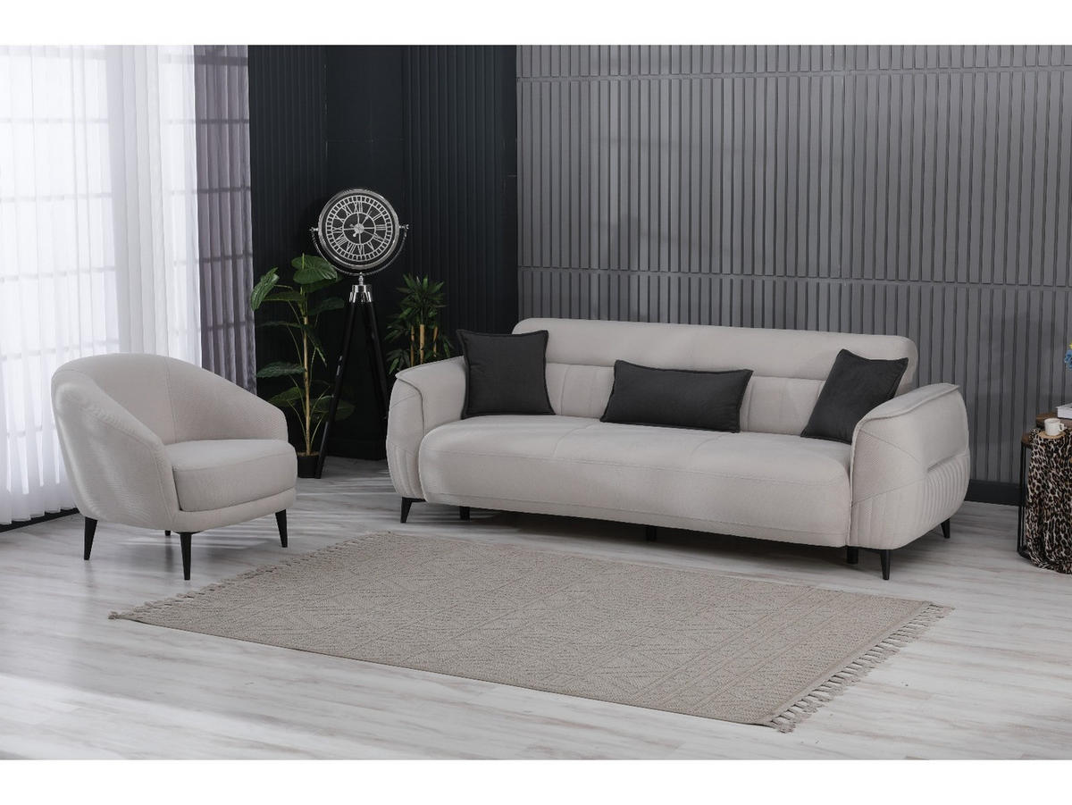 SITZGARNITUR Cordoba, Beige Stellvariante 3+2+1 - Beige, Holzwerkstoff/Kunststoff (245/85/104cm)
