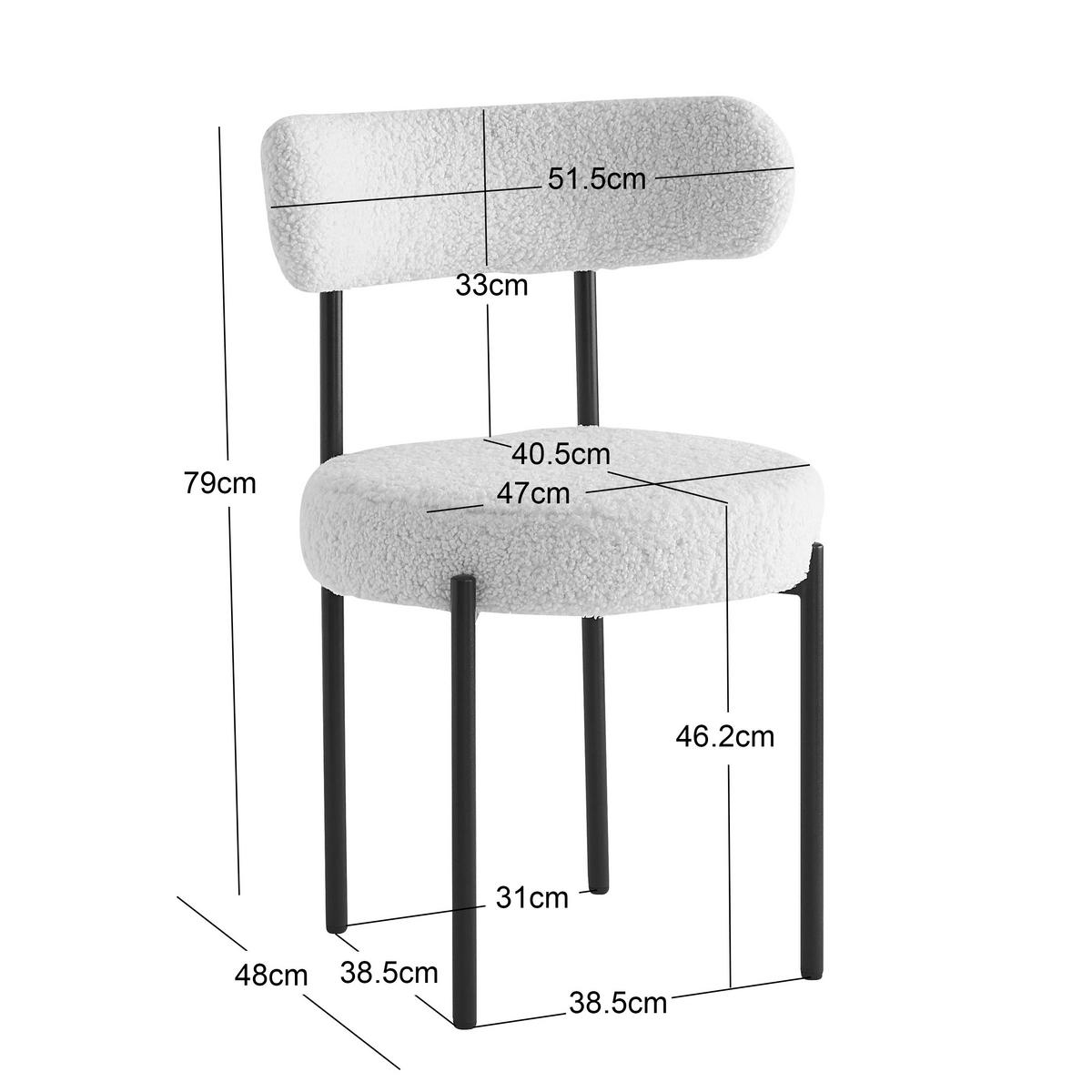 STUHL 2er-Set Wolle Weiß - Weiß, Textil (47/79/48cm) - Nordlys