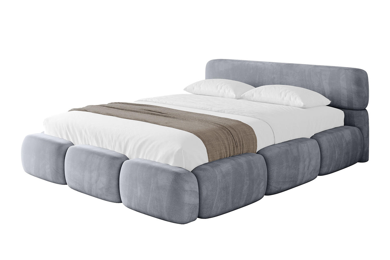 POLSTERBETT mit Bettkasten und Lattenrost, Boxbett ohne Matratze - ELVA-v1 140x200 Grau - Grau, Holzwerkstoff/Textil (140/200cm) - ALTDECOR