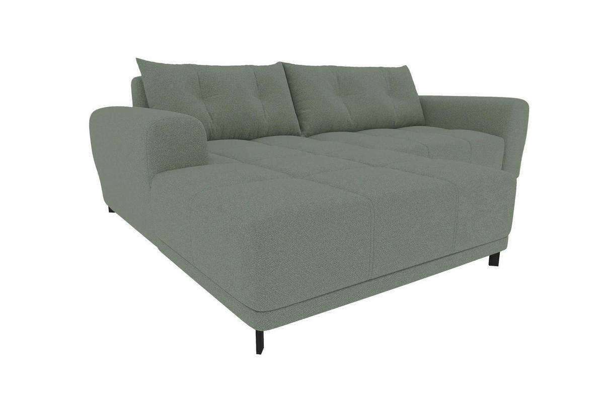 ECKSOFA Massimo Strukturstoff Salbeigrün inkl. Schlaffunktion Links - Salbeigrün/Schwarz, Textil/Metall (246/177cm) - 99rooms