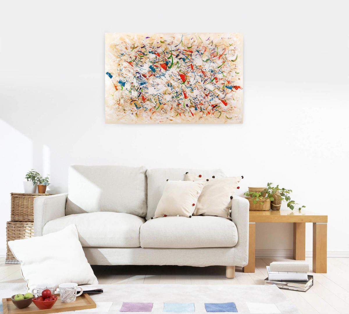 ACRYLBILD HANDGEMALT 120/80 cm - Beige/Multicolor, Holz/Textil (120/80cm) - KUNSTLOFT