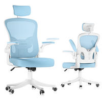BÜROSTUHL ergonomisch Weiß-Blau mit Lendenstütze - Blau, Metall (58.5/28.5/61cm) - Rattrix