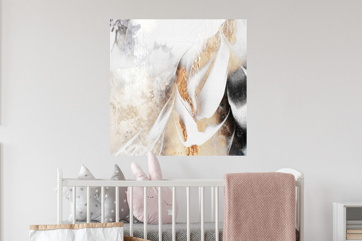 WANDTATTOO Luxus - Abstrakt - Gold - Weiß 50x50 cm - Goldfarben, Kunststoff (50/50/0.1cm) - MuchoWow