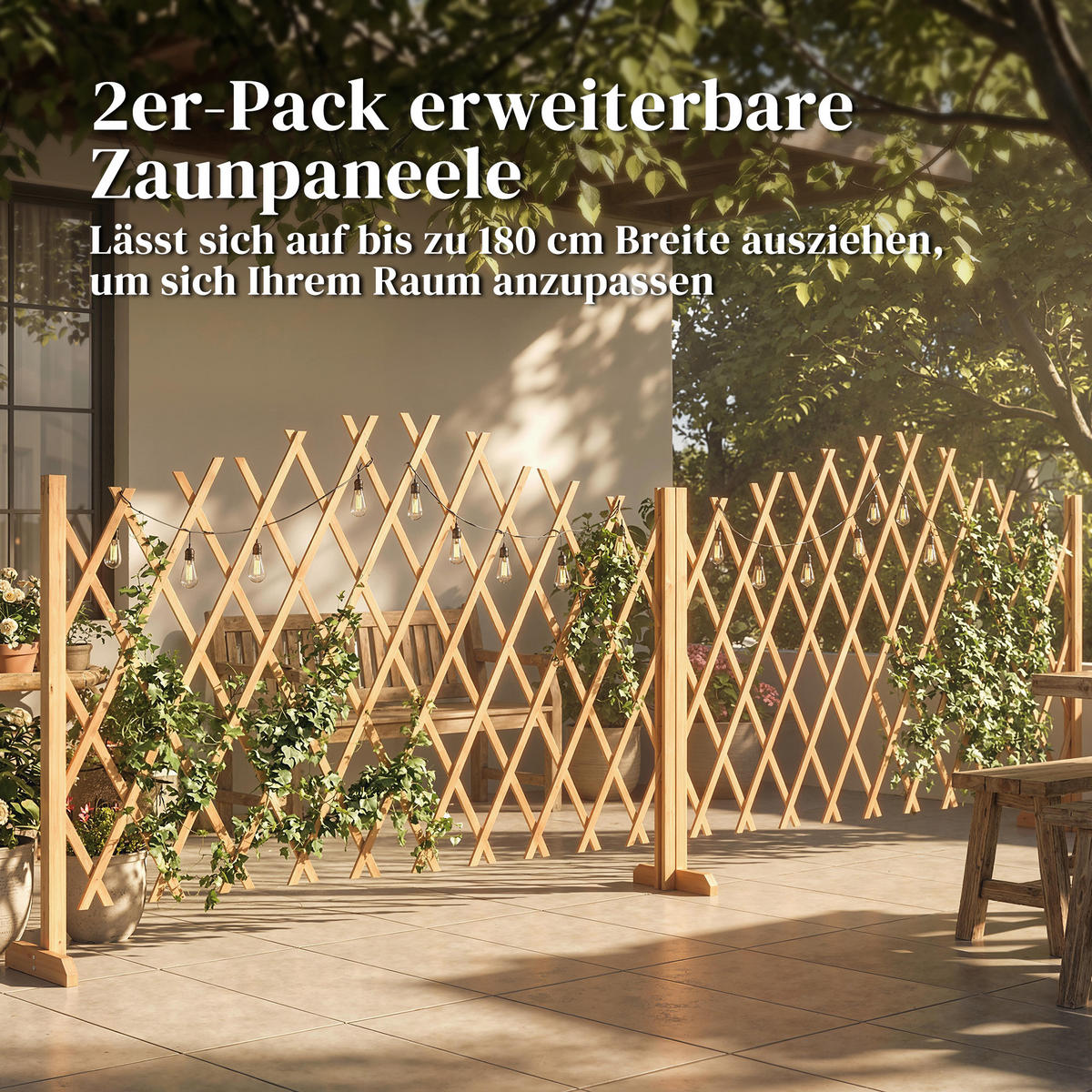 SCHERENGITTER 2er Set Tannenholz Braun - Braun, Holz (30/103cm) - Outsunny