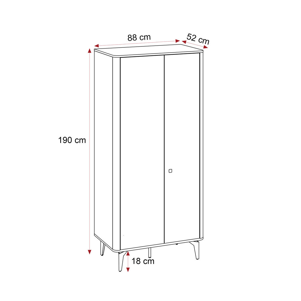 KLEIDERSCHRANK BELLAGIO mit Regalböden - Braun, Holzwerkstoff (88.1/190/52.2cm) - Idohome