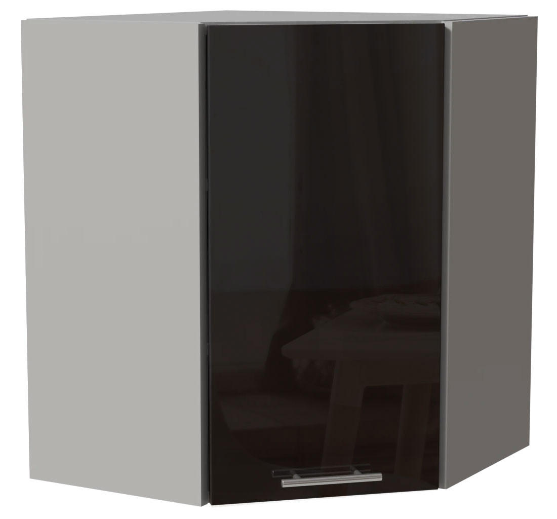 Feldmann-Wohnen Eckhängeschrank Schwarz Hochglanz, Grau 60x72x60 cm