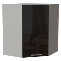 ECKHÄNGESCHRANK Essen W10/60 Schwarz Hochglanz / Grau Matt 60 / 60 / 72cm - Schwarz Hochglanz/Schwarz, Holz/Holzwerkstoff (60/72/60cm) - Feldmann-Wohnen