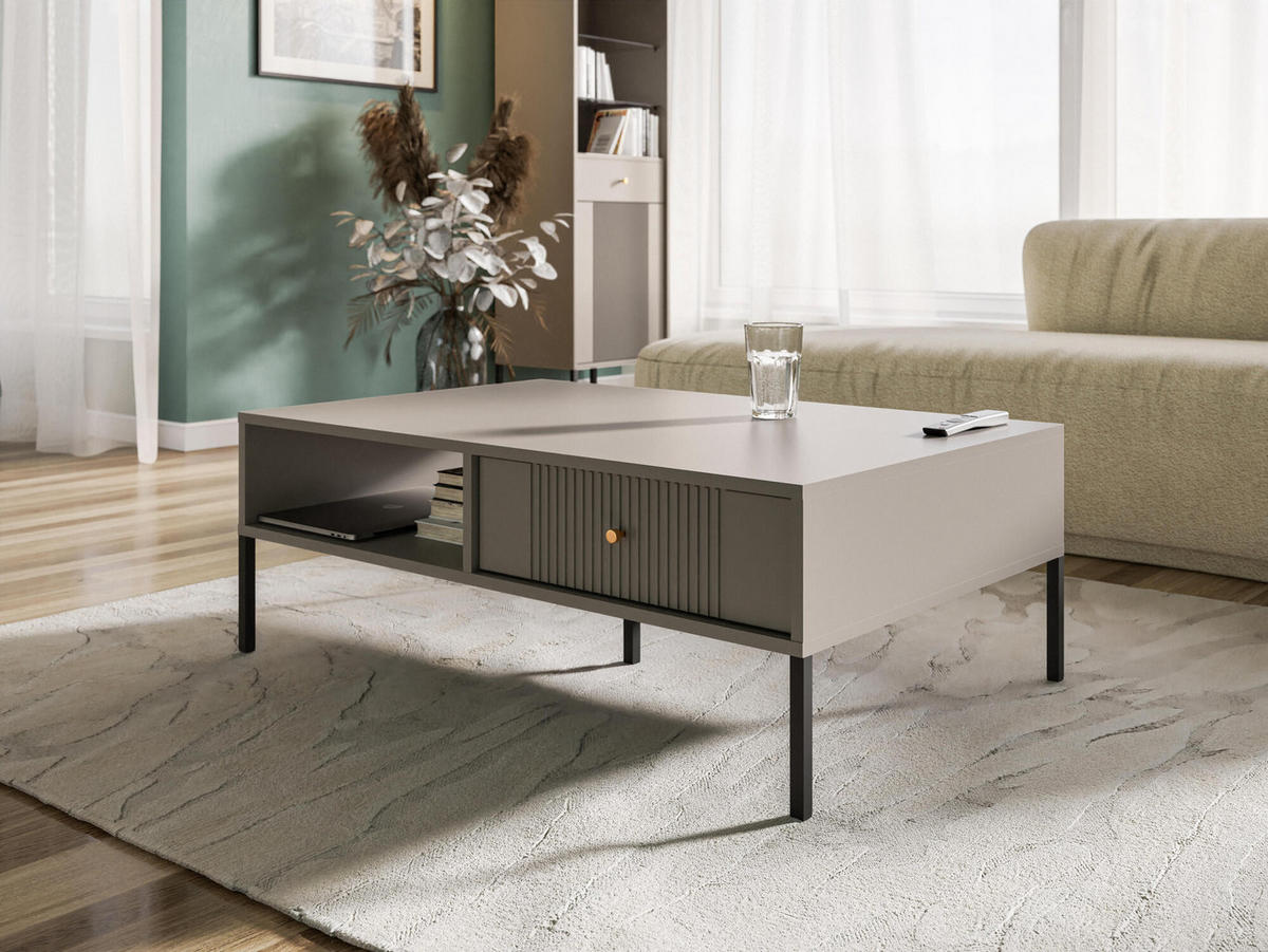 COUCHTISCH ISEO Beige, Schwarz 104x68x40 cm - Beige/Schwarz, Holzwerkstoff (68/104/40cm) - FURNLUX