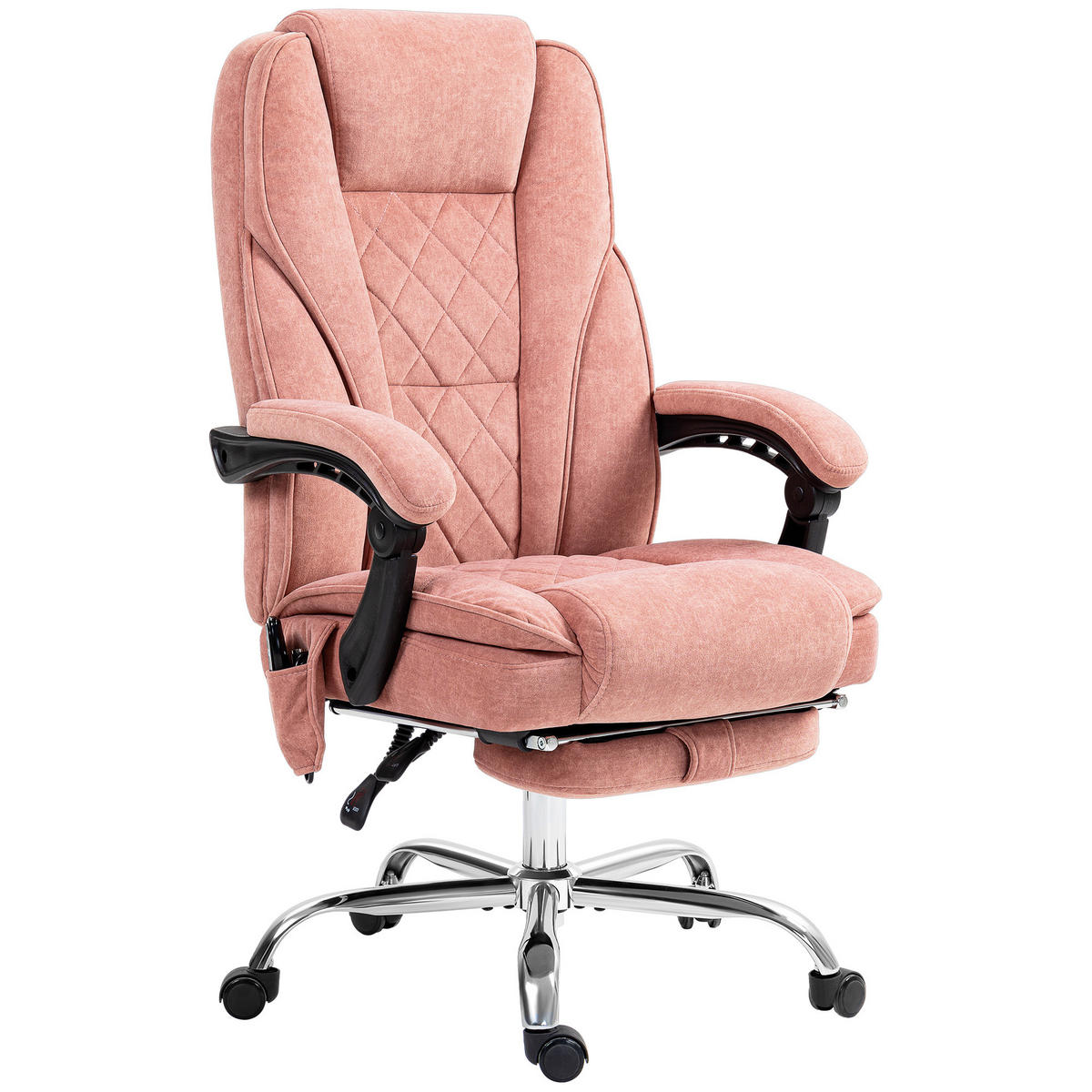 BÜROSTUHL DE-05036 Massagefunktion, Fußstütze, drehbar & rollbar Rosa - Rosa, Metall (67/119/72cm) - ComfortXL