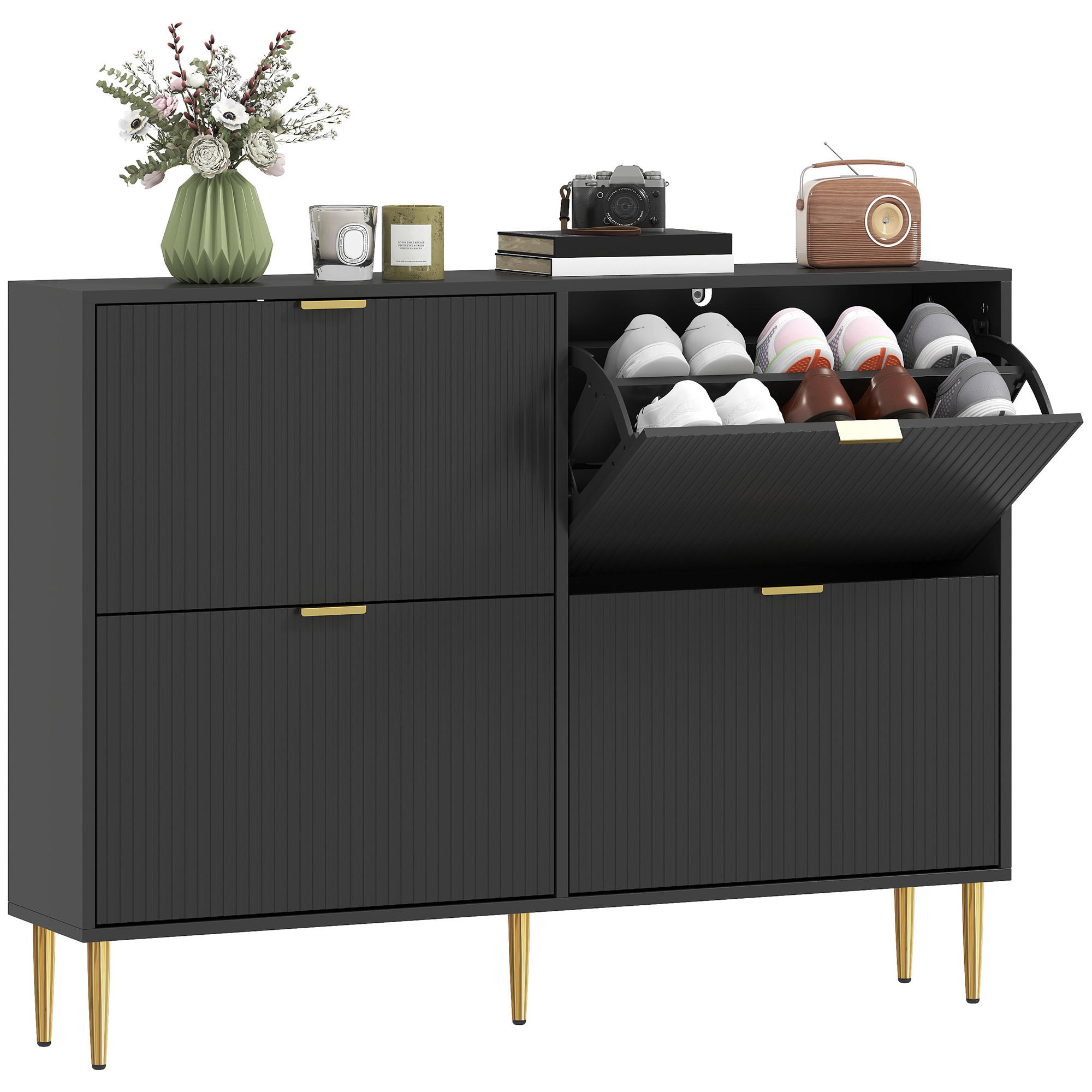 ComfortXL Schuhkipper Schwarz 105x91.5x24 cm