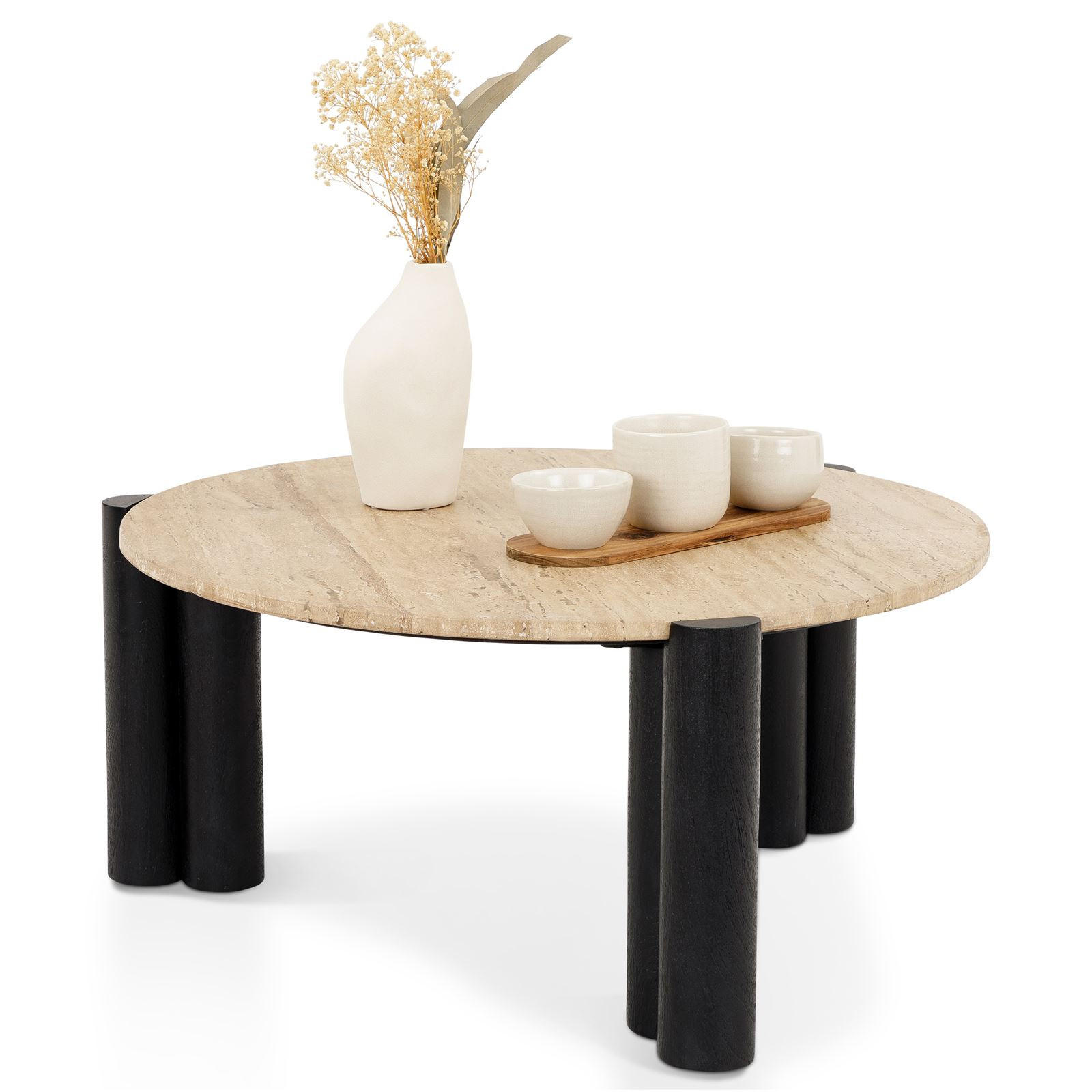 COUCHTISCH TAPTI - Beige/Schwarz, Naturmaterialien/Holz (80/80/35cm) - IDIMEX