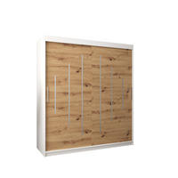 SCHWEBETÜRENSCHRANK 200/180/62 2-türig - Silberfarben/Eiche Artisan, Holz/Kunststoff (180/200/62cm) - Abiks Möbel