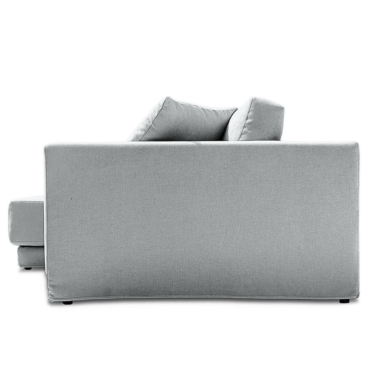 ECKSOFA mit Wechselbezug - Longchair, Webstoff - Hellgrau/Schwarz, Kunststoff/Textil (260/155cm) - home24