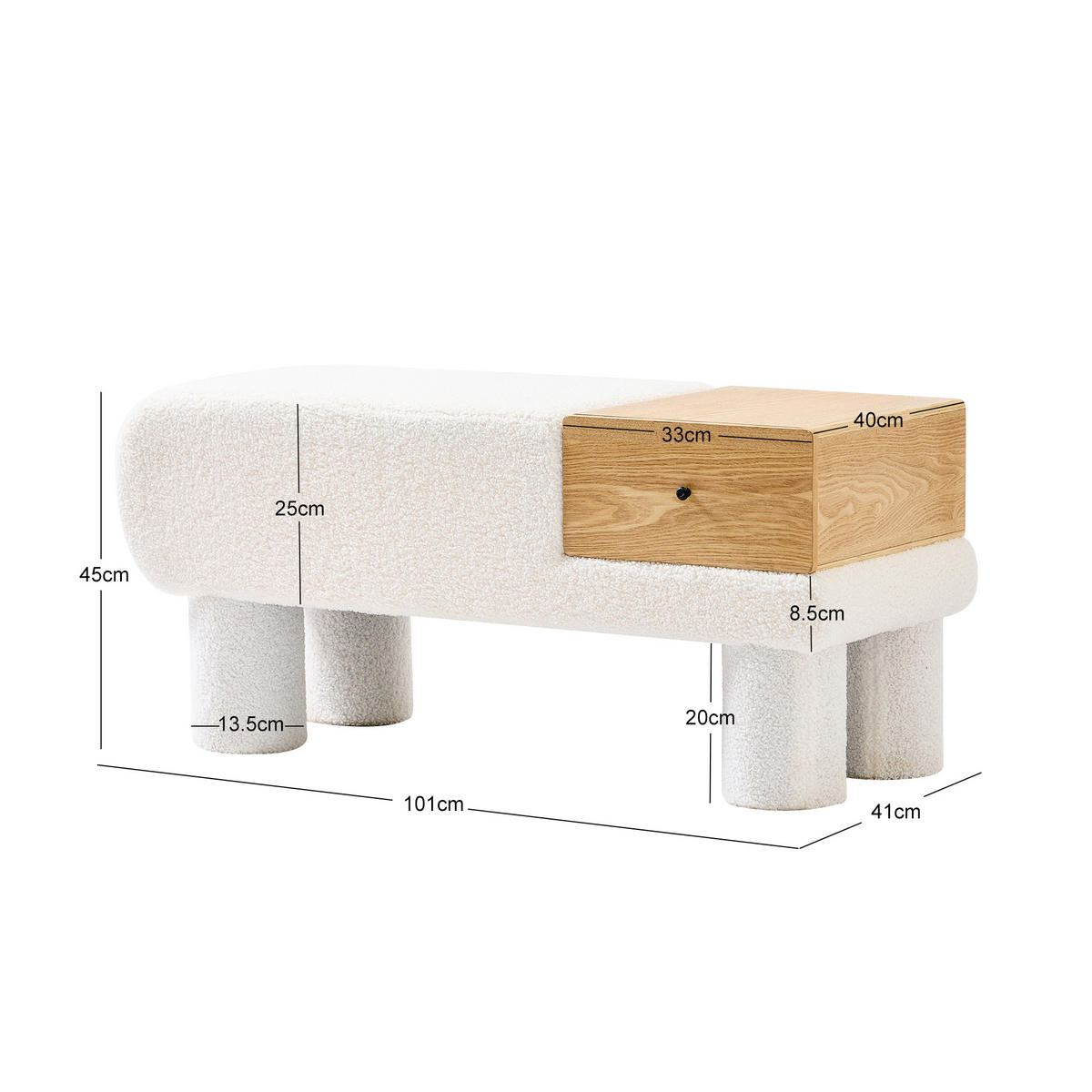 SITZBANK Wolle Weiß - Weiß, Textil (101/45/41cm) - Nordlys