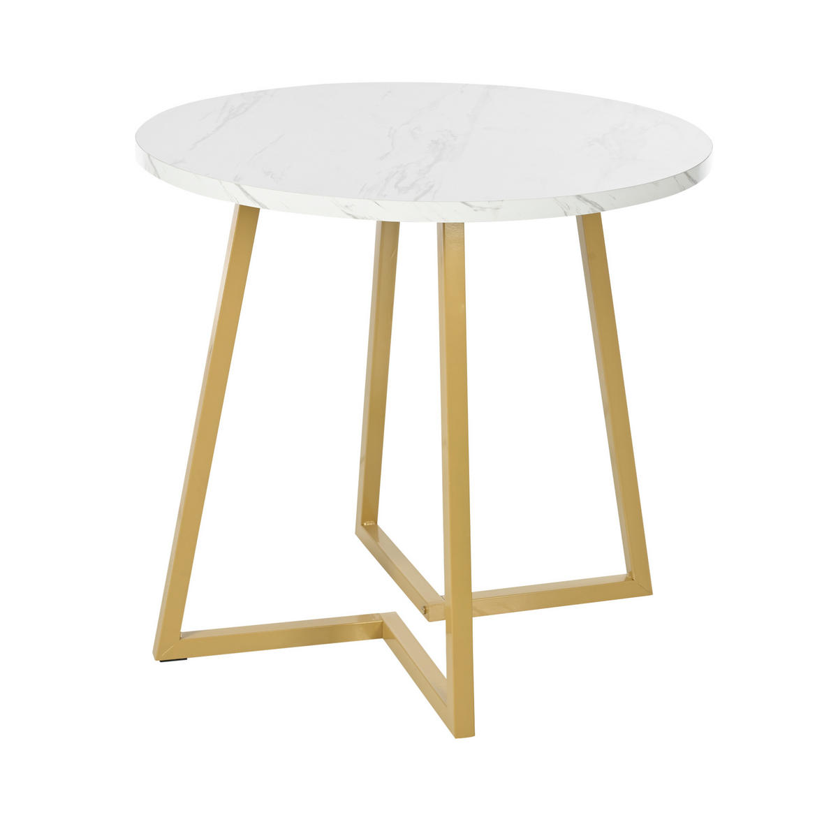 ESSTISCH 80/75 cm in Weiß mit Marmormuster und Metallgestell - Weiß, Holzwerkstoff (80/80/75cm) - Flora Grace