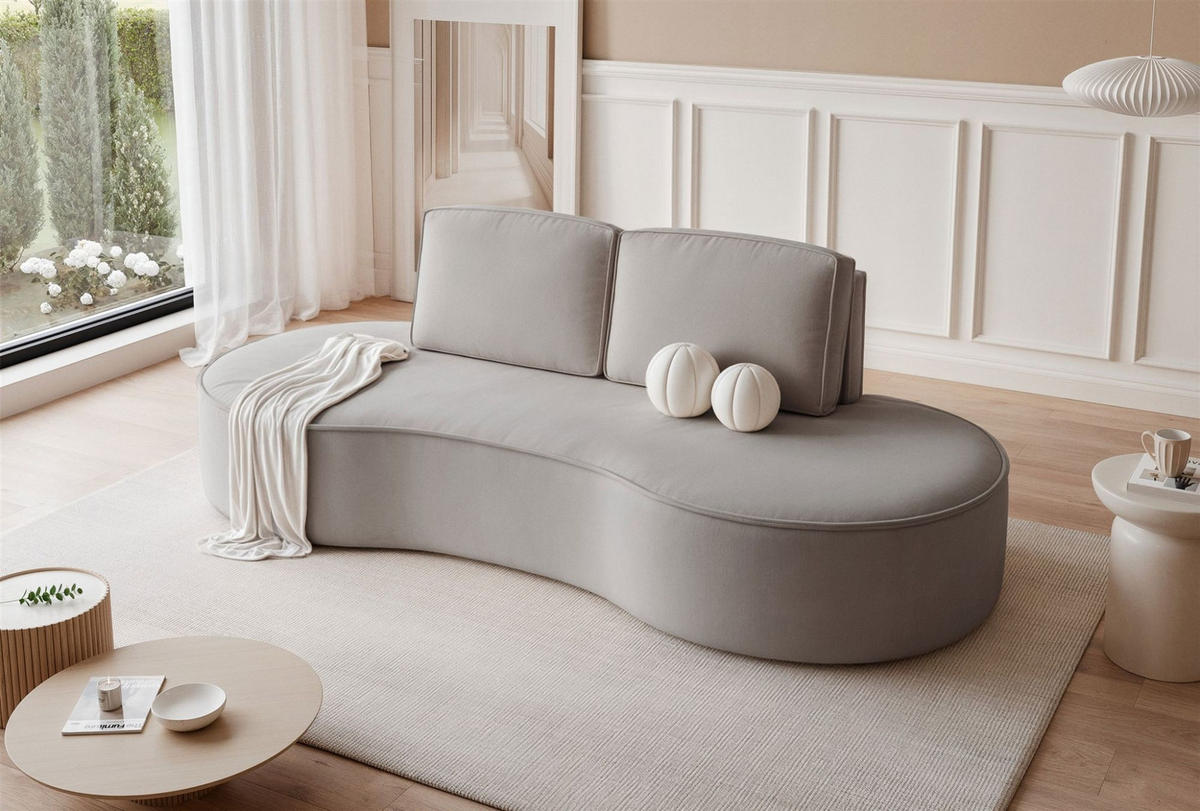 SOFA 3-sitzer Arlet In Stoff Riviera - Hellgrau, Holzwerkstoff/Textil (234/88/101cm) - Fun Möbel