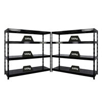 SCHWERLASTREGAL Rhino 2er-Set 180x200x60 cm 4 Stahlplatten-Ebenen Fachlast 500 kg Schwarz - Schwarz, Metall (200/180/60cm) - PROREGAL