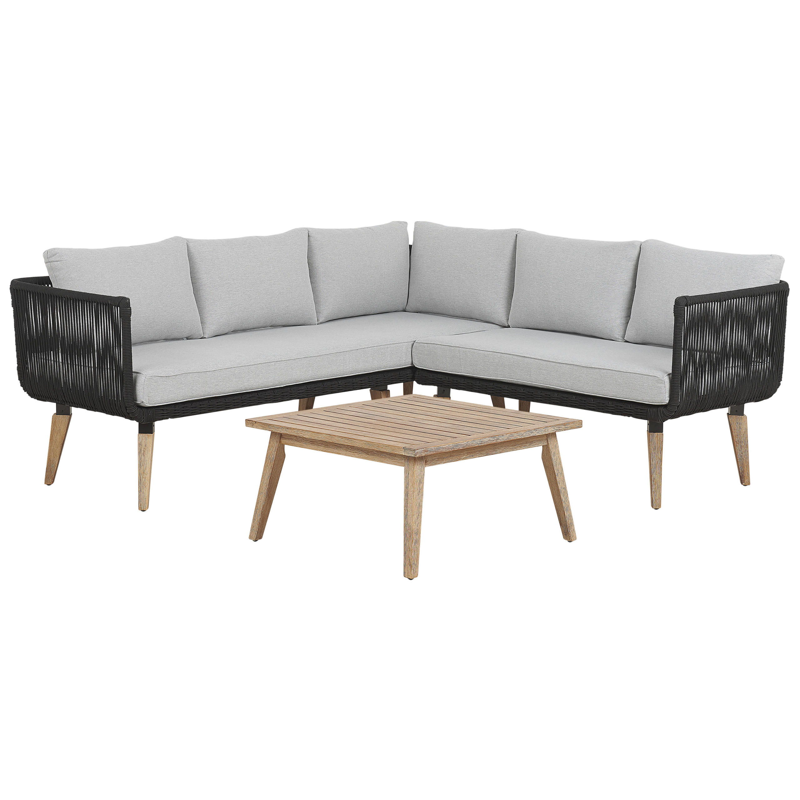 LOUNGE-SET 5-Sitzer Akazienholz Schwarz Alcamo - Schwarz, Holz - Beliani