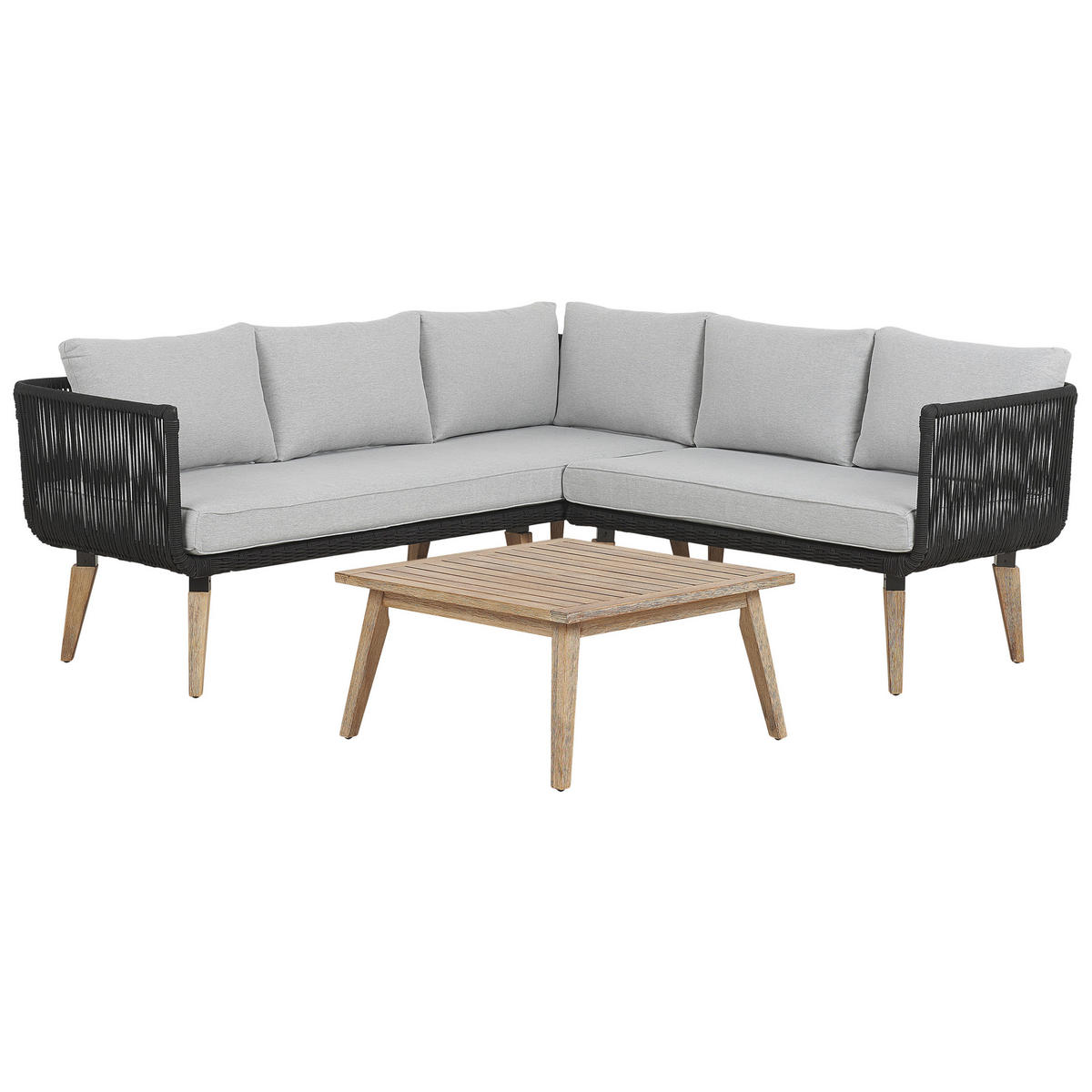 LOUNGE-SET 5-Sitzer Akazienholz Schwarz Alcamo - Schwarz, Holz - Beliani