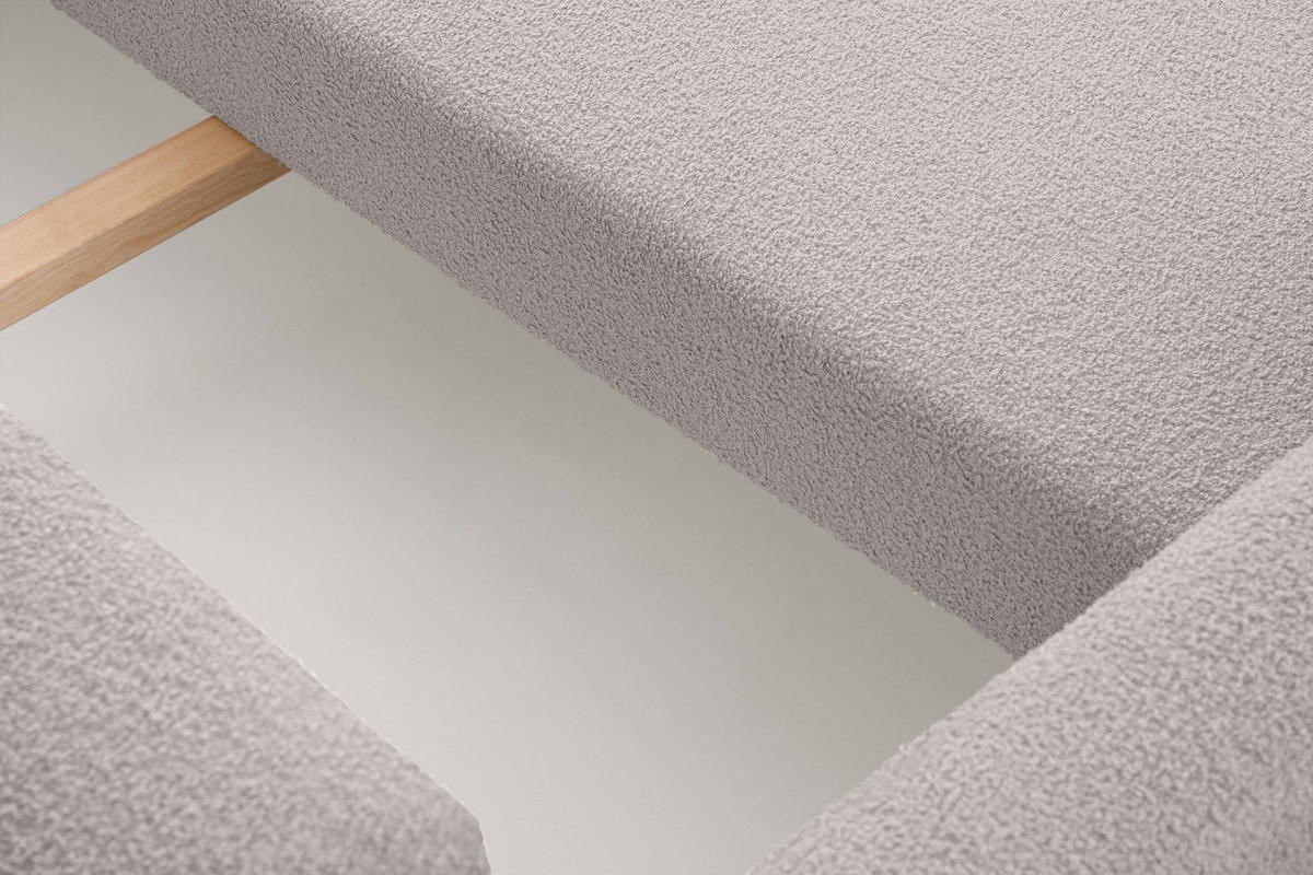 3-SITZER-SCHLAFSOFA ERISO mit weiche Sitzfläche und hohe Rückenlehne, Bouclé-Stoff, aschfahl - Hellgrau/Braun, Textil (220/80/100cm) - KONSIMO®