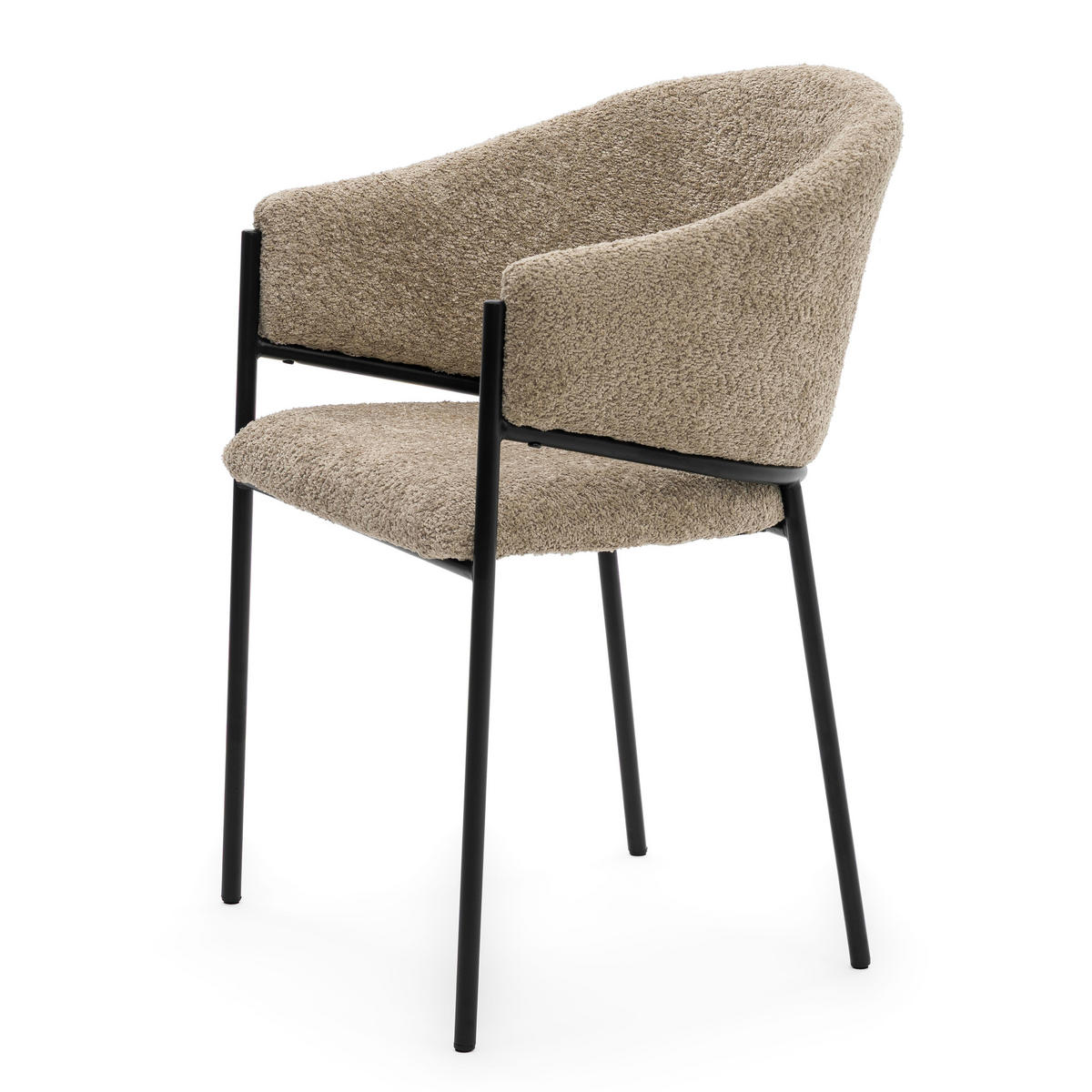 STUHL BUENO gespolsterter - beige - Glamour Boucle Chenille - Ecru/Beige, Textil/Metall (55/83/56cm) - NEW HOME