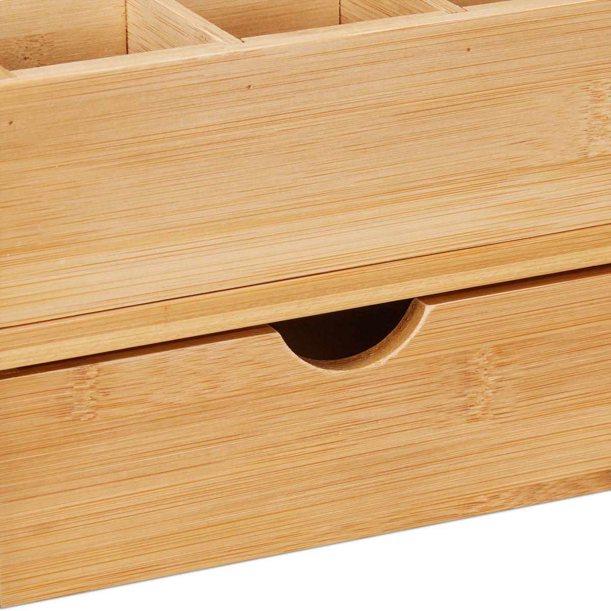MONITORSTÄNDER Natur Bambus mit Schublade 70 cm - Hellbraun, Holz (19/70/13cm) - Relaxdays