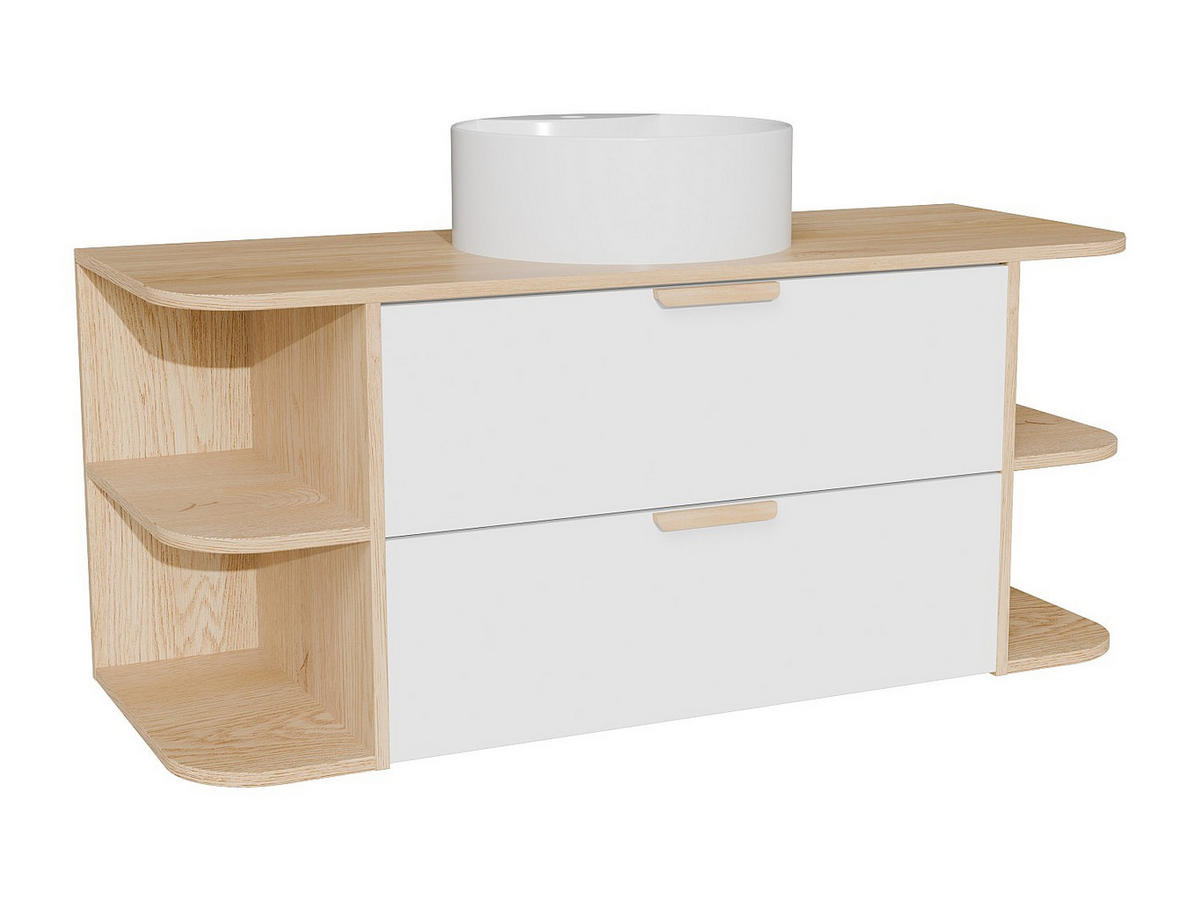 EINZELWASCHTISCH - 120 cm x 46 cm - holz - naturfarben hell, weiß Avoreli - Weiß, Holz (120/50/46cm) - Vente-Unique